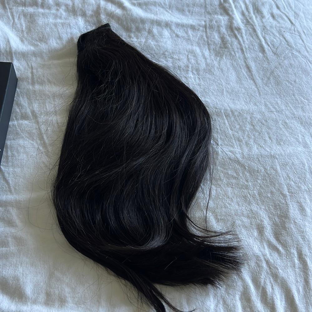 Foxy Locks 100% human hair wrap around Ponytail Extension 16 inch Brown Black.